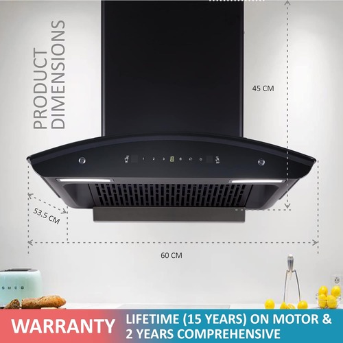 Elica 60 cm Autoclean Kitchen Chimney FLCG 600 HAC LTW MS NERO (FLCG600HACMSNERO)Black